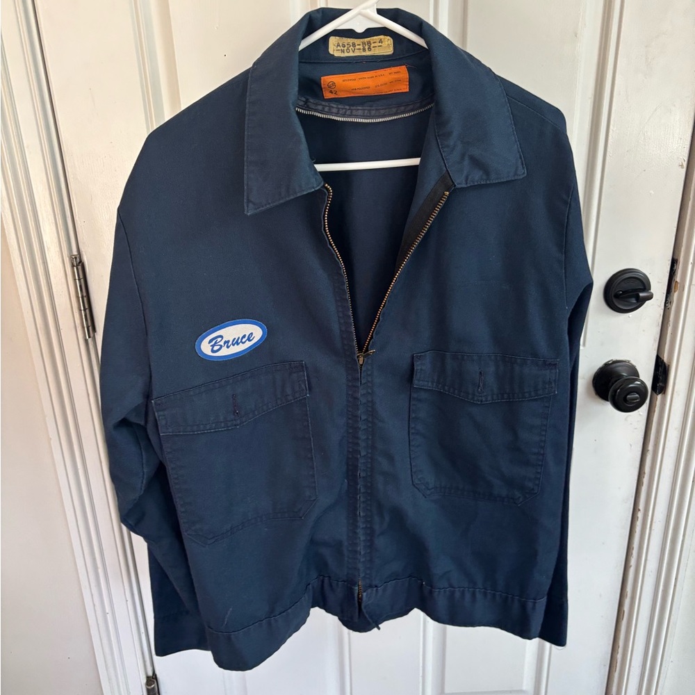 Vintage 1980’s Men's Navy Work Jacket with Name Patch